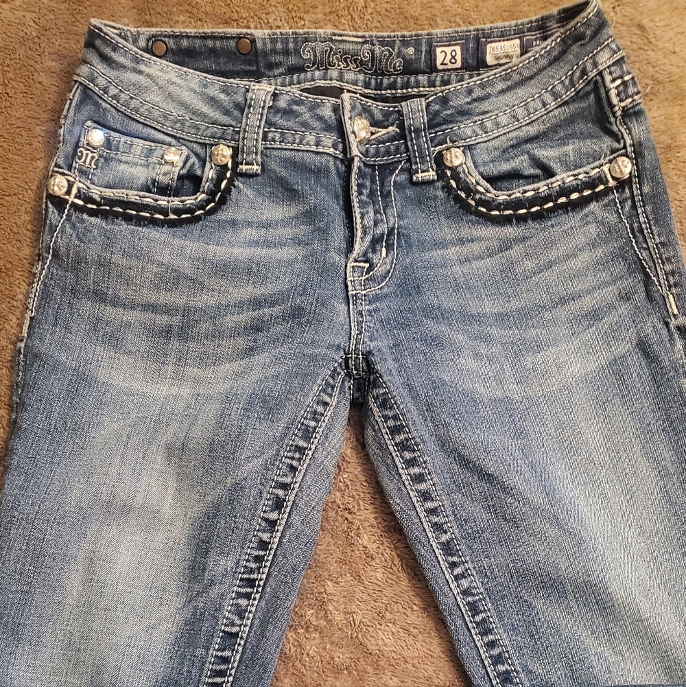 Women’s Miss Me Distressed Embellished Skinny Jeans Sz 28x31" Inseam JE5351S5R